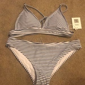 Cupshe blue and white stripe bikini